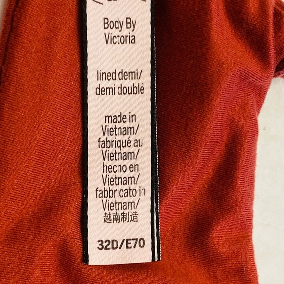32D Victoria Secret Body By Victoria Lined Demi Bra Raspberry Lace Overlay - Picture 13 of 15